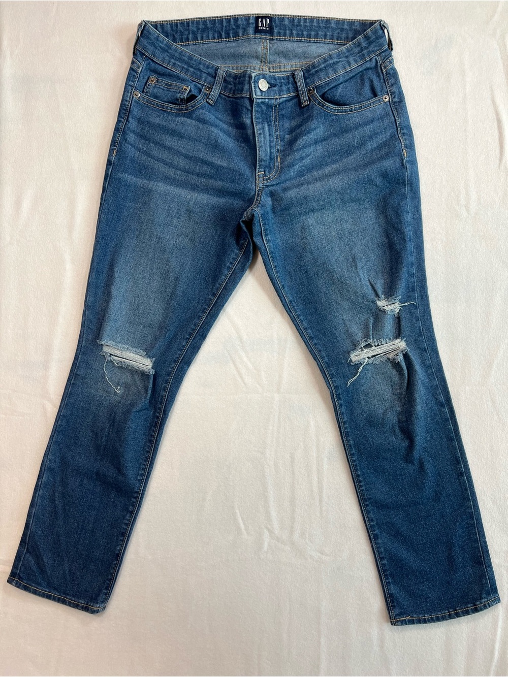 GAP Women’s Girlfriend Relaxed Ripped Dark Blue Jeans